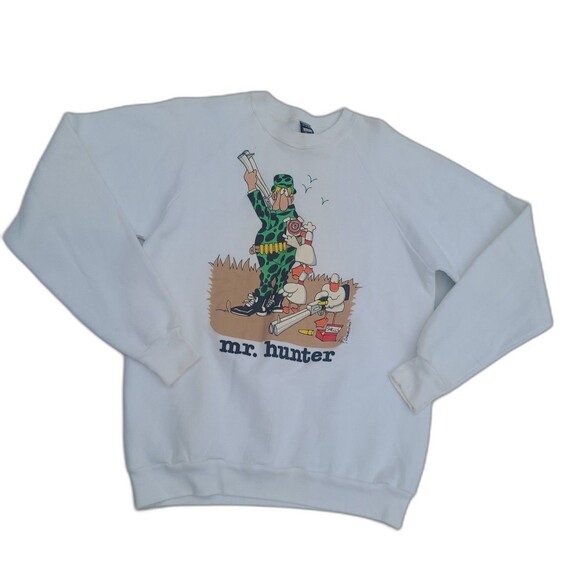 Vintage Mr Hunter Cartoon Crewneck Sweatshirt 80s - Picture 2 of 11